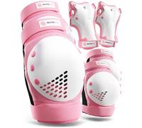 SKATEWIZ Rodilleras Niño Patinaje Niña - Rodilleras Niña, Patines de Hielo - Protecciones Niño - Protección Skateboard y Patinaje en Línea - SMASH Talla M/L Rosa y Blanco
