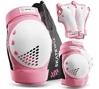 SKATEWIZ Rodilleras Niño, Rodilleras Patinaje Niña - Rodilleras Niña - Protecciones Patines Niña, Protecciones Patines Niño - Rodilleras Patines - Smash Talla S Rosa y Blanco