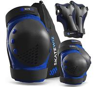 SKATEWIZ Rodilleras Niño, Rodilleras Patinaje Niña - Rodilleras Niña - Protecciones Patines Niña, Protecciones Patines Niño - Rodilleras Patines - Smash Talla M/L Azul y Negro