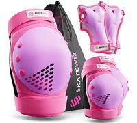 SKATEWIZ Rodilleras Niño, Rodilleras Patinaje Niña - Rodilleras Niña - Protecciones Patines Niña, Protecciones Patines Niño - Rodilleras Patines - Smash Talla S Rosa y Púrpura