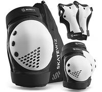 SKATEWIZ Rodilleras Niño, Rodilleras Patinaje Niña - Rodilleras Niña - Protecciones Patines Niña, Protecciones Patines Niño - Rodilleras Patines - Smash Talla S Negro y Blanco