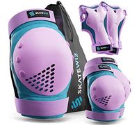 SKATEWIZ Rodilleras Niño, Rodilleras Patinaje Niña - Rodilleras Niña - Protecciones Patines Niña, Protecciones Patines Niño - Rodilleras Patines - Smash Talla S Azul y Púrpura