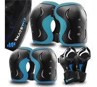 SKATEWIZ Rodilleras Patines Adulto - Rodilleras Skate, Protecciones Mujer - Protecciones Adulto, Kit Protección - Patines De Hielo - IMPACT Talla L Azul