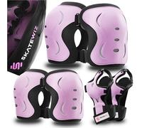 SKATEWIZ Rodilleras Patines Adulto - Rodilleras Skate, Protecciones Mujer - Protecciones Adulto, Kit Protección - Patines De Hielo - IMPACT Talla L Rosa Negro