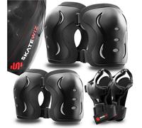 SKATEWIZ Rodilleras Patines Niña - Rodilleras Niña, Protecciones Patines Niña - Rodilleras Patinaje Niña, Rodilleras Niño - Protecciones Patines Niño - Impact Talla S Negro