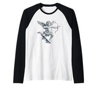 Skating Amore Angel para Amantes del Amor y Cupido Camiseta Manga Raglan