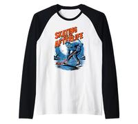 Skating into The Afterlife Funny Hockey Zombies Halloween Camiseta Manga Raglan