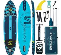 Skatinger Tabla de Remo Inflable súper Ancha de 11 pies 6 x 35 pies, Ultra Estable para 2 + 1 Personas/Familia/tamaño Grande con Correa para el Hombro, Mochila de 100 L, Tabla de Surf Completa, Aleta