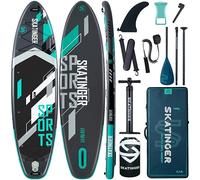 Skatinger Tabla de remo inflable súper ancha de 11 pies 6 x 35 pulgadas, tabla de surf de remo ancha ultra estable para 2 + 1 personas/familia/tamaño grande con correa para el hombro, mochila de 100