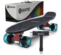Skatro - Monopatín de Tabla Corta. Tabla de plástico de Estilo Retro de 26 cm. Viene Completo