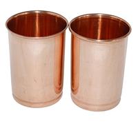 SKAVIJ Vasos de agua de cobre puro hechos a mano vasos para beber lisos (paquete de 2, 0.32 litros)