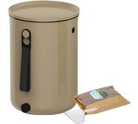 Skaza Bokashi Organko 2 (9,6 L) | Compostador de Cocina de plástico Reciclado | Kit de Inicio para residuos de Cocina y compostaje, con fermento EM Bokashi 1 kg (Capuchino)