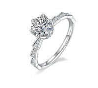 Skcess 9K/14K/18K oro blanco / Pt950 anillos de platino para mujer, forma de serpiente blanca con anillo de compromiso redondo de moissanita de 1 quilate para mujer, 4, Platino Moissanita, Zirconia