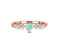 Skcess 9K 14K 18K Rose Gold Verlobungsringe Verlobungsring Damen Mondstein bunt Diamant, 53 (16.9), Piedra lunar Diamante, Piedra lunar