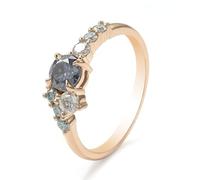 Skcess Anillo de compromiso de oro amarillo de 9 quilates/14 quilates/18 quilates para mujer, anillo de compromiso de 4 dientes con moissanita verde grisáceo de 2 quilates, 61 (19.4), Moissanite