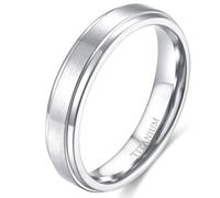Skcess Anillo de compromiso para hombre, acero de titanio, 6 mm, con borde biselado, forma de anillo para hombres, unisex, de plata, talla 72 (22,9)