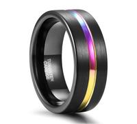 Skcess Anillo de compromiso para hombre de acero de tungsteno, forma clásica, anillo de compromiso, para hombre, talla 49-75