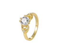 Skcess Anillo de compromiso pequeño de oro amarillo de 9 K/14 K/18 K, anillos de boda de moissanita blanca para mujer, anillos de dedo medio para mujer, elegantes, 26.5 (8.5 USA), Oro amarillo de 9