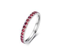 Skcess Anillo de mujer de 3 mm de acero inoxidable, anillo de eternidad, fino, forma delicada, alianzas de boda para mujer con circonitas, talla 49-60
