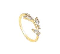 Skcess Anillo de oro amarillo de 9 K/14 K/18 K para mujer, anillo de moissanita blanca para mujer, anillo de compromiso simple delicado, 10, Oro amarillo de 9 quilates, Moissanita