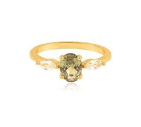 Skcess Anillo de oro amarillo de 9 K/14 K, turmalina verde, delicado anillo de moissanita, anillo para mujer, 61 (19.4), Metal precioso, Turmalina
