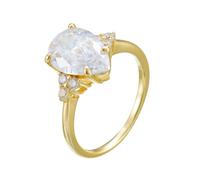 Skcess Anillo de oro blanco de 9 quilates para mujer, con forma de pera, moissanita blanca de 4,5 quilates, 8.5, Moissanita de oro amarillo, Circonita cúbica