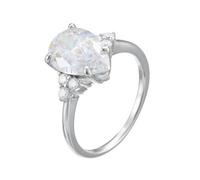 Skcess Anillo de oro blanco de 9 quilates para mujer, con forma de pera, moissanita blanca de 4,5 quilates, 8, Moissanita de oro blanco, Circonita cúbica
