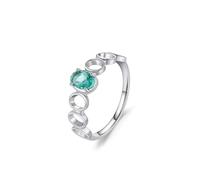 Skcess Anillo de oro blanco de 9 quilates para mujer, diseño ovalado hueco verde con turmalina de laboratorio solitario de 0,5 quilates, 10, Platinum Lab Turmalina, Circonita cúbica