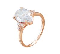 Skcess - Anillo de oro blanco de 9 quilates para mujer, moissanita blanca con forma de pera de 4,5 quilates para mujer, 23.5 (6.5 USA), Oro rosa de 14 quilates Moissanita, Zirconia cúbica