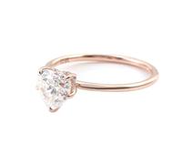 Skcess Anillo de oro rosa de 9 quilates para novia Moissanit blanco, anillos de boda solitario corazón, 50 (15.9), Moissanite, Moissanita