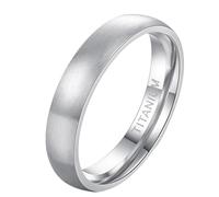 Skcess Anillo para hombre de acero de titanio cepillado de 4 mm, diseño arqueado y forma de anillo para hombre, unisex, para hombre y mujer, plata, talla 65 (20,7)