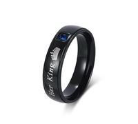 Skcess Anillo para hombre de acero inoxidable, diseño de corona de His Queen Her King con circonita, unisex, talla 52-62, Acero inoxidable, Circonita cúbica