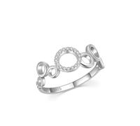 Skcess Anillo para mujer de plata de ley 925, anillos de mujer con circonitas blancas, anillo grueso con líneas, talla 54 (17,2)