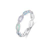 Skcess Anillo para niña de plata de ley 925, anillos para mujer, circonitas blancas, anillo de cadena hueca multicolor, 20, Zirconia cúbica