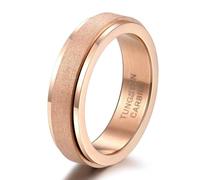 Skcess Anillos de acero de tungsteno para hombre, 6 mm, cepillado, giratorio, forma de anillo de boda para hombre, decoración, tallas 52-65
