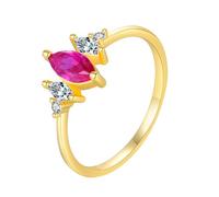 Skcess Anillos de boda de oro amarillo de 9 K/14 K, rubí, rojo rosado, 3,5 x 7 mm, hoja vintage, anillo de moissanita, anillo para mujer, 20, Metal precioso, Rubí