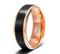 Skcess Anillos de boda para hombre de acero de tungsteno, 8 mm, en dos colores, unisex, decoración, negro, oro rosa, talla 67 (21,3)