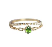 Skcess Anillos de compromiso de oro amarillo de 9 quilates, 14 quilates y 18 quilates para mujer, anillo envolvente verde con esmeralda y moissanita, anillo de boda para mujer, 9, Esmeralda de oro