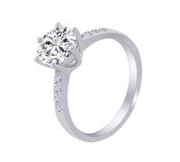 Skcess Anillos de mujer de oro blanco de 9 quilates/14 quilates/18 quilates, 6 dientes, redondos, con moissanita de 2 quilates, 57 (18.1), Moissanite, Moissanita