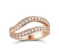 Skcess - Anillos de oro blanco de 9 quilates y 14 quilates para mujer, anillo envolvente con anillos lindos de diamantes para mujer, 10, Oro rosa de 14 quilates Diamante, Zirconia cúbica