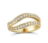 Skcess - Anillos de oro blanco de 9 quilates y 14 quilates para mujer, anillo envolvente con anillos lindos de diamantes para mujer, 27 (9 USA), Oro amarillo de 9 quilates Diamante, Zirconia cúbica