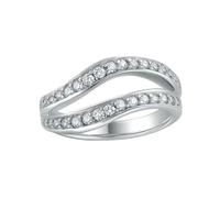 Skcess - Anillos de oro blanco de 9 quilates y 14 quilates para mujer, anillo envolvente con anillos lindos de diamantes para mujer, 9,5, Oro blanco Diamante, Zirconia cúbica