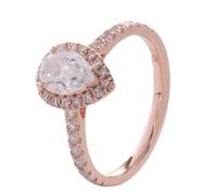 Skcess Anillos de oro rosa de 9 quilates/14 quilates/18 quilates para mujer, anillo de compromiso con gotas de agua blancas con moissanite, 61 (19.4), Moissanite, Moissanita
