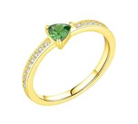 Skcess Anillos para mujer de oro amarillo de 9 K/14 K, peridoto verde, 4 mm, delicado anillo para mujer, 53 (16.9), Metal precioso, Peridoto