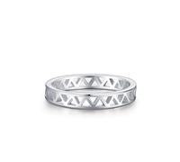 Skcess Bonitos anillos de oro blanco de 9 quilates para mujer, diseño geométrico de triángulo hueco, anillos de boda, 10, Oro blanco de 9 quilates, sin piedras preciosas, Circonita cúbica