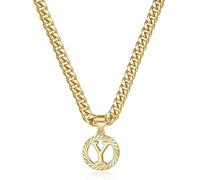 Skcess Cadenas de collar para hombre, plata, acero inoxidable, collar con colgante del alfabeto, collares con colgante para hombre, joyas, regalos, 50+6 cm, Acero inoxidable, Sin circonita