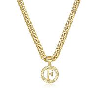 Skcess Cadenas de collar para hombre, plata, acero inoxidable, collar con colgante del alfabeto, collares con colgante para hombre, joyas, regalos, 50+6 cm, Acero inoxidable, Sin circonita