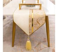 Skcess Camino de mesa beige, dorado y amarillo, monocolor, patrón de ondas, con borlas, mantel de poliéster, decoración de boda, camino de mesa, decoración moderna para fiestas, 33 x 200 cm