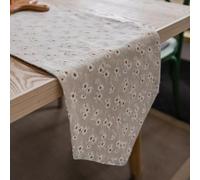 Skcess Camino de mesa impreso con patrón de crisantemo, caminos de mesa de algodón y poliéster, beige, mantel de boda, para bodas y fiestas de novia, 30 x 300 cm