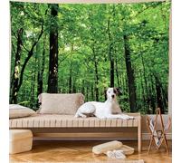 Skcess Paño de pared 300 x 260 cm, tapiz bosque natural verde tapiz paisaje selva Tapiz para colgar en la pared para salón dormitorio decoración de pared